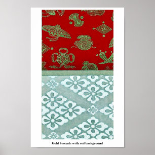 Goldbrokat mit rotem Hintergrund Poster