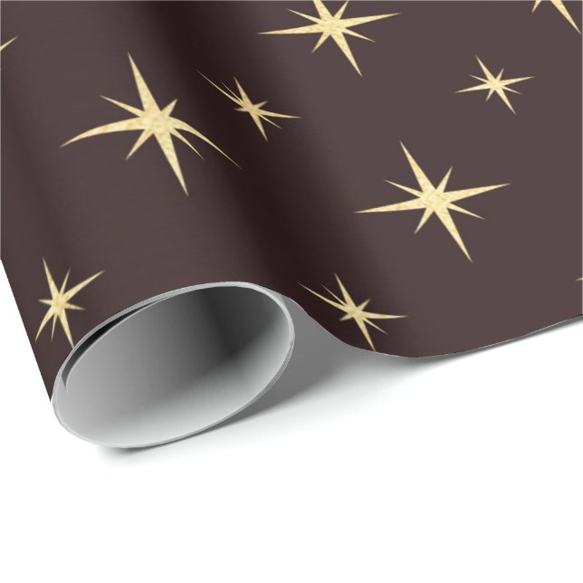 Goldbronze Coffe Chocolate Stars Heraldic Geschenkpapier (Rolleneckpunkt)