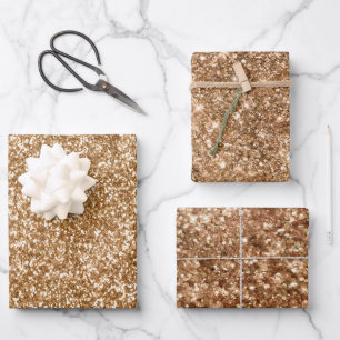 Goldbronze-Glitzer Geschenkpapier Set