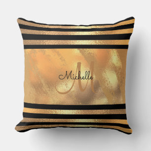 Goldbrushed Metal Glitzer Monogram Name Hochzeit Kissen