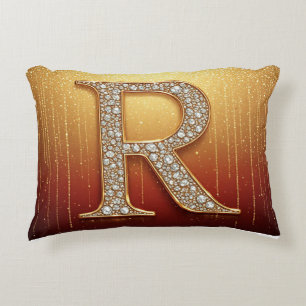 Goldbuchstaben Monogramm R Roter Rahmen Glitter In Dekokissen