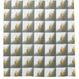 Goldbuddha in Silber Duschvorhang