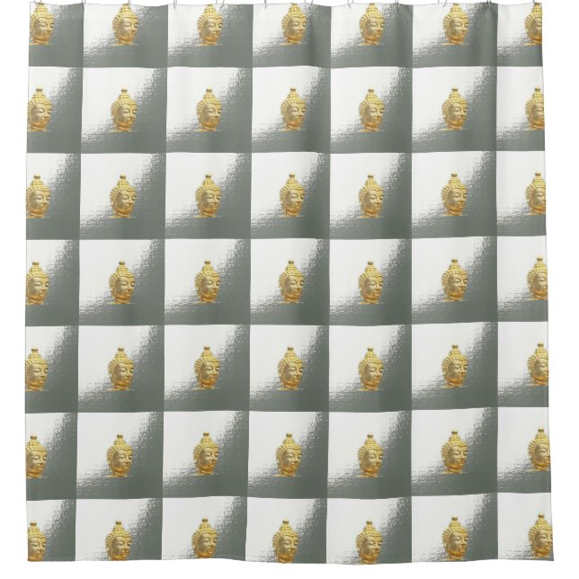 Goldbuddha in Silber Duschvorhang (Vorderseite)