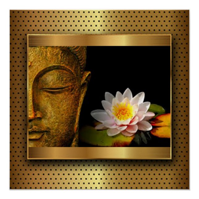 Goldbuddha mit Lotus-Blume Poster (Vorderseite)