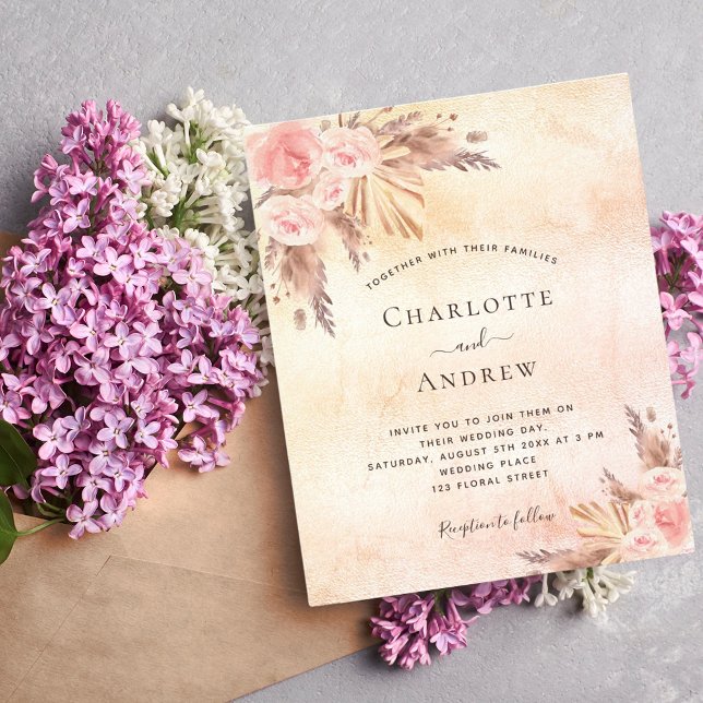 Goldbudget für Hochzeitpampas-Rose Flyer (Von Creator hochgeladen)