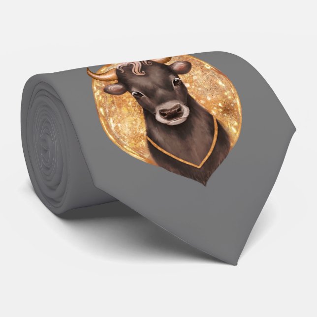 Goldbulle, niedlicher Stier 2021, Jahr des Ochsen Krawatte (Gerollt)