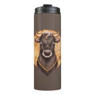 Goldbulle, niedlicher Stier 2021, Jahr des Ochsen Thermosbecher