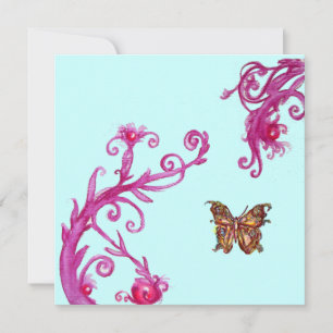 GOLDBUTTERFLIEGE , hellrosa blau Einladung