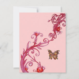 GOLDBUTTERFLING , hellrot pink Einladung