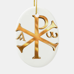 Goldc$chi-rho Keramik Ornament