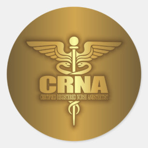 GoldCaduceus (CRNA) Runder Aufkleber