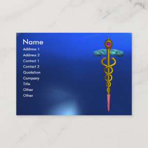 GOLDCADUCEUS, DOKTOR, ÄRZTLICHE BEMÜHUNG VISITENKARTE