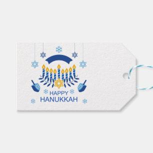 Goldchanukkas blaue Menorah Dreidel Schneeflocken Geschenkanhänger