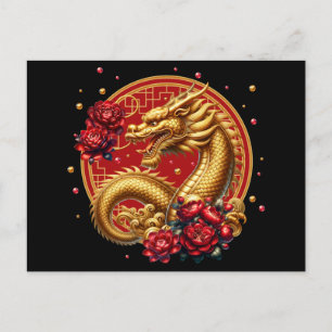 Goldchinesischer Neujahrsdrache Postkarte