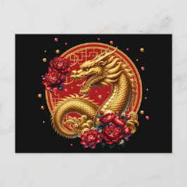 Goldchinesischer Neujahrsdrache Postkarte