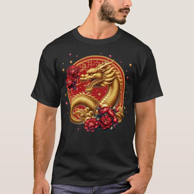 Goldchinesischer Neujahrsdrache T-Shirt (Vorderseite)