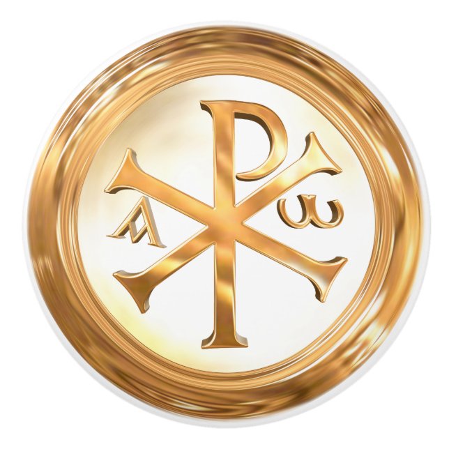 Goldchirho-Monogramm Keramikknauf (Vorderseite)