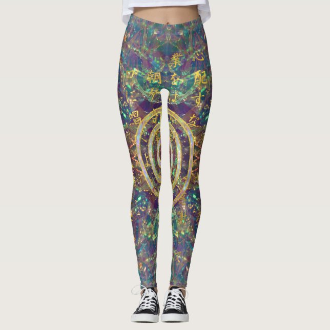 GoldChoku Rei Symbol und Reiki Gebote Leggings (Vorderseite)