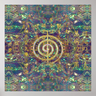 GoldChoku Rei Symbol und Reiki Gebote Poster