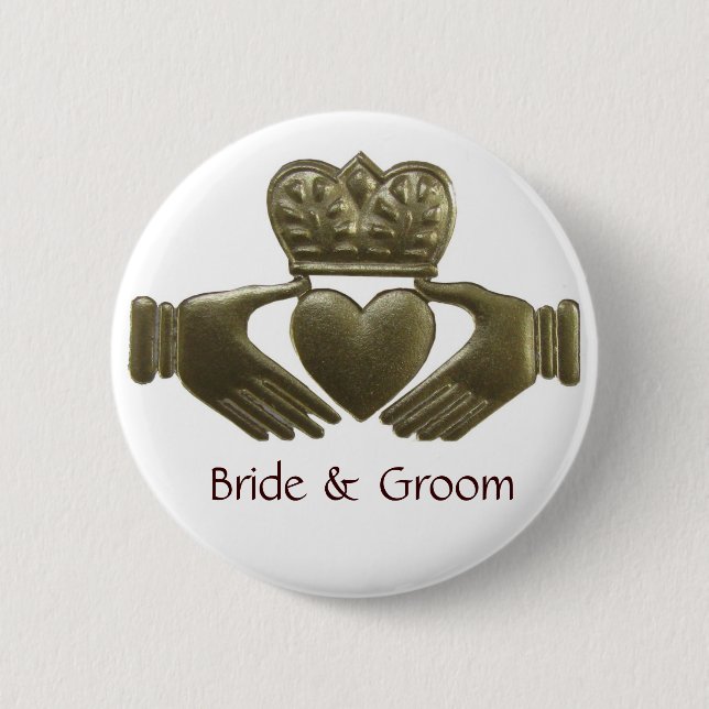 GoldCladdagh Braut-und Bräutigam-Knopf Button (Vorderseite)
