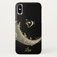 Goldclef-Herz und Musiknoten iPhone X Fall