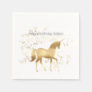Goldconfetti-Einhorngeburtstag Serviette