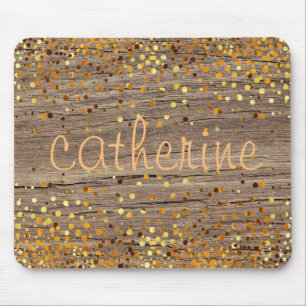 Goldconfetti-Glitzer-Imitat-Folie hölzernes Mousepad