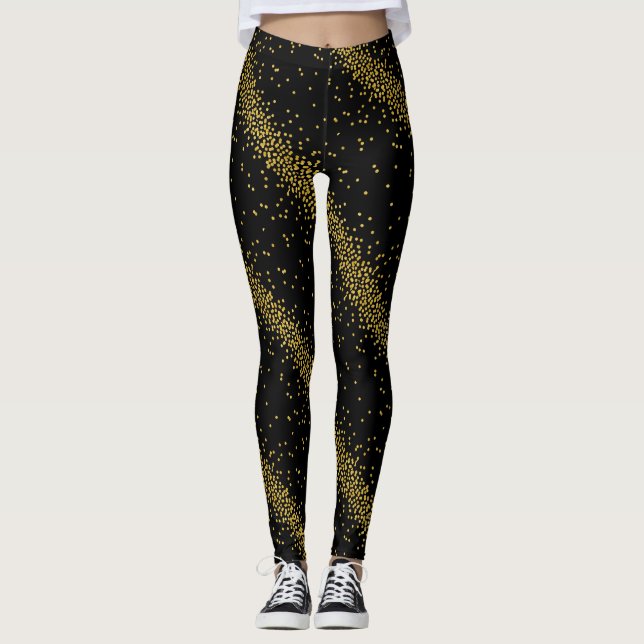 Goldconfetti-Party punktiert schwarze oder Leggings (Vorderseite)