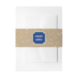 GoldConfetti punktiert Vintage Marine-Hochzeit Einladungsbanderole