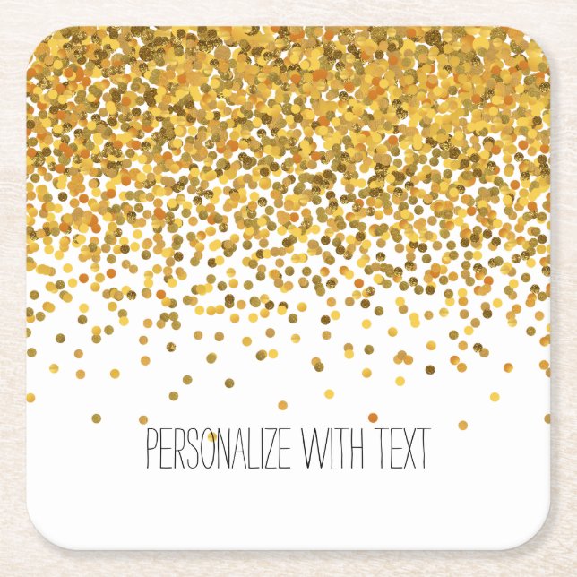 GoldConfetti Rechteckiger Pappuntersetzer (Vorderseite)