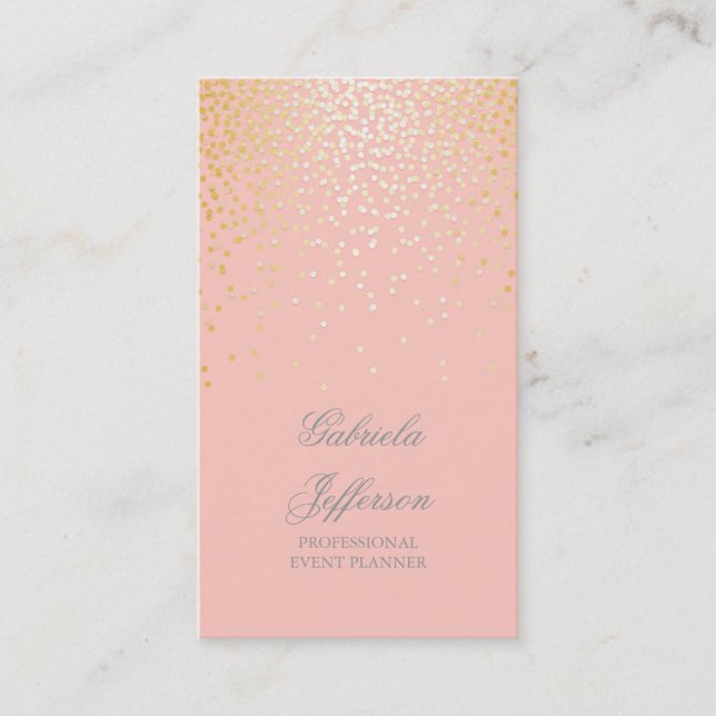 Goldconfetti-Rosa-eleganter Glamour Vintag Visitenkarte (Vorderseite)