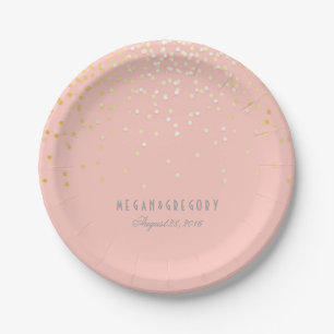 Goldconfetti-Rosa erröten elegante Pappteller