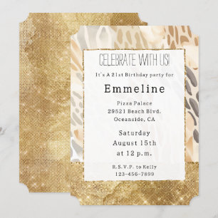 Goldcreme Elfenbeintiere Abstrakt Einladung