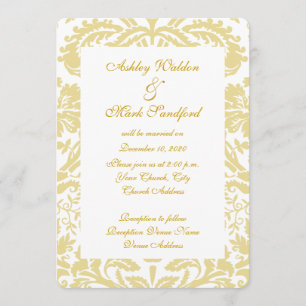 Goldcreme Floral Damask Einladung Hochzeit