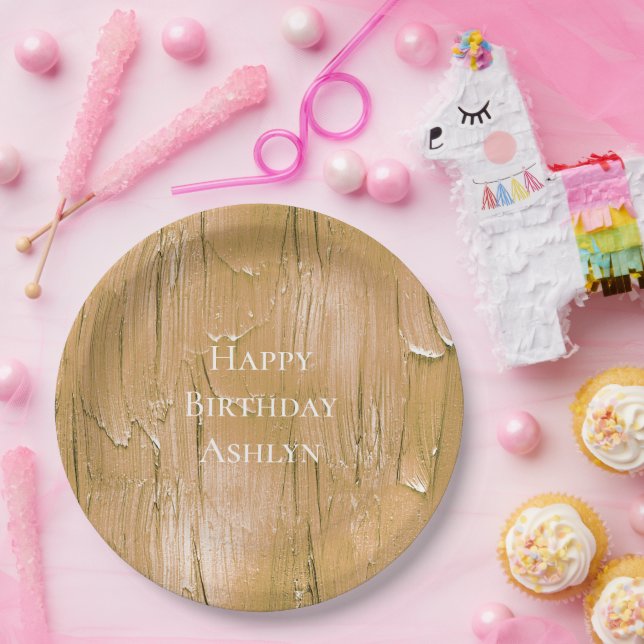 Goldcreme Gelber Zuckerguss Geburtstag Pappteller (Party)