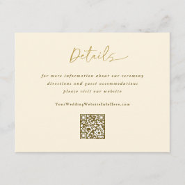 Goldcreme Hochzeit Moderne Handschrift Details QR Begleitkarte