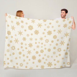 Goldcreme Schneeflocken Weißer Winter Weihnachten Fleecedecke
