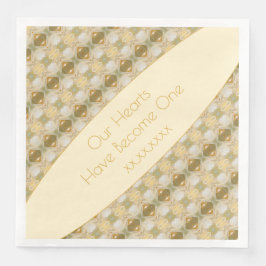 Goldcreme und grün mit Grau Serviette