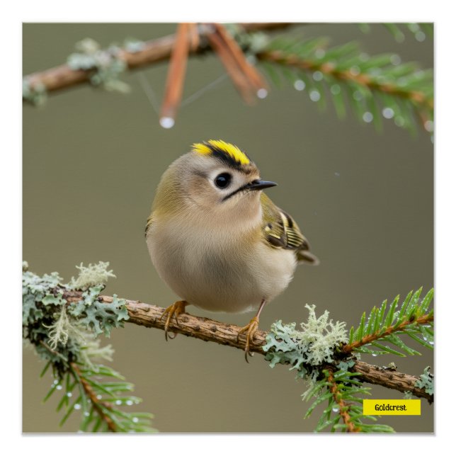 Goldcrest Macro Wildlife Poster (Vorderseite)