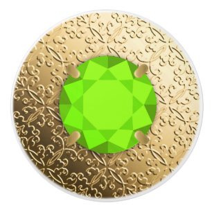 GoldDamast mit dem Imitat-Peridot-Edelstein Keramikknauf