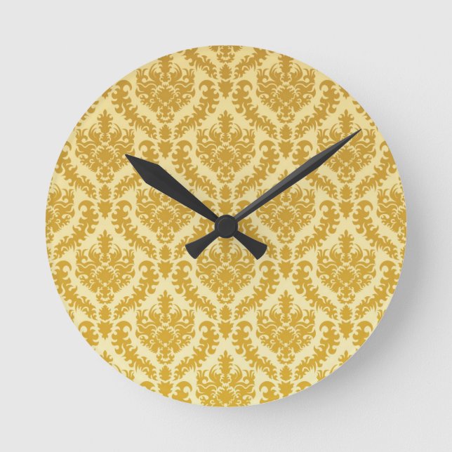 Golddamast Runde Wanduhr (Vorderseite)