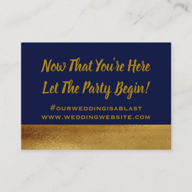 Golddanken blaues elegantes Hochzeits-Party Ihnen Visitenkarte (Vorderseite)