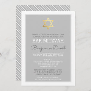GOLDdavidsstern Bar mitzvah modernes einfaches Einladung