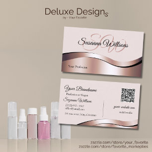 Golddekor-Initialen für luxuriöse Wave Rose QR-Cod Visitenkarte