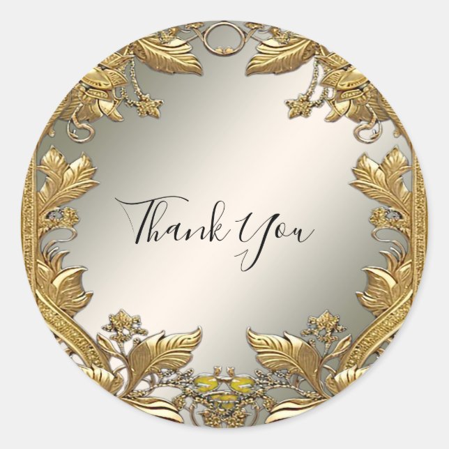 Golddekorative Blumenaufkleber für das Siegel Runder Aufkleber (Vorderseite)