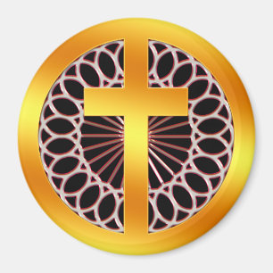 Golddekoratives Kreuz Magnet
