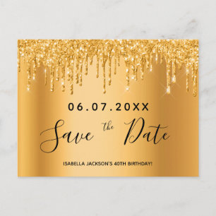 Golddetails zum 40. Geburtstag Save the Date Postkarte