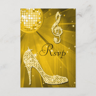 Golddisco-Ball-Schein-Heels UAWG RSVP Karte