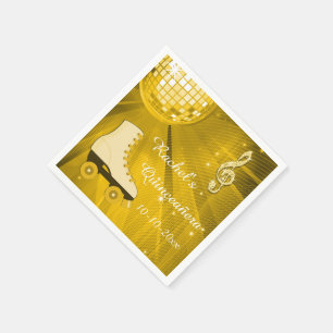 Golddisco-Ball-und Rollen-Skate Quinceañera Serviette