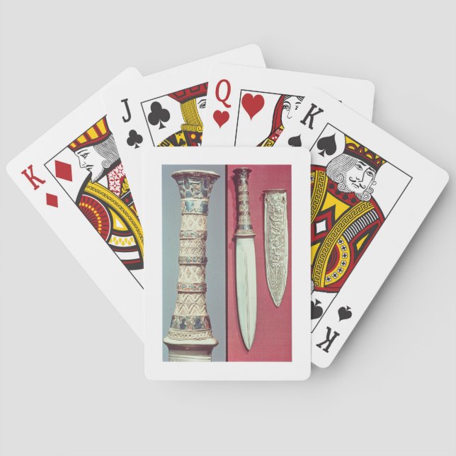 Golddolch und Hülle, Tutankhamun Schatz, c.13 Spielkarten (Rückseite)
